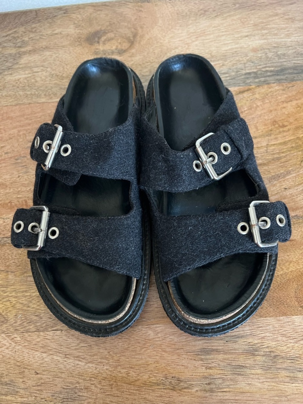 Isabel Marant Étoile - Lenny Black Sandals - Wool / Leather - Size 40